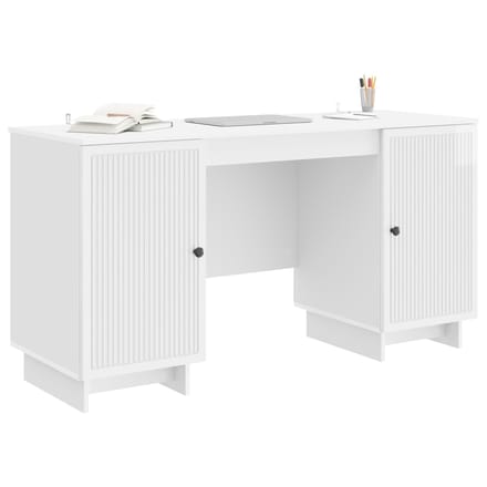 vidaXL - Bureau - Hoogglans - Wit - Bewerkt - hout - 142,5 - x - 50 - x - 75 - cm