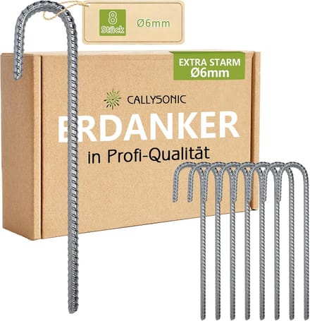 8x Stevige Grondankers 30 cm - J-Haringen voor Trampoline, Tent en Omheining