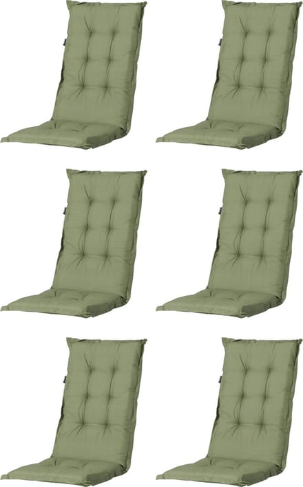 Madison - Tuinkussen - Universeel - Lage Rug - 6 st. - Basic Green - 105x50cm - Groen - Tuinstoelkussens - Standenstoel