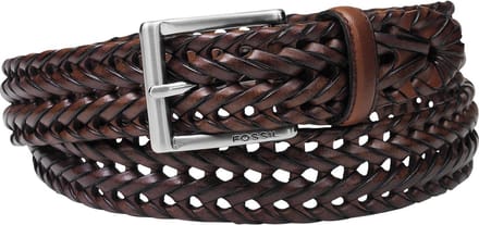 FOSSIL Leren Riem Myles Belt W100 Cognac Donkerbruin