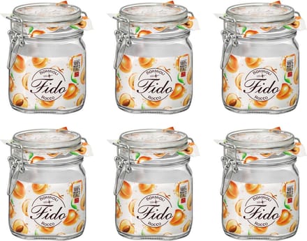 Bormioli Rocco Weckpot Fido - 10 x 10 cm / 750 ml - vierkant - 6 stuks