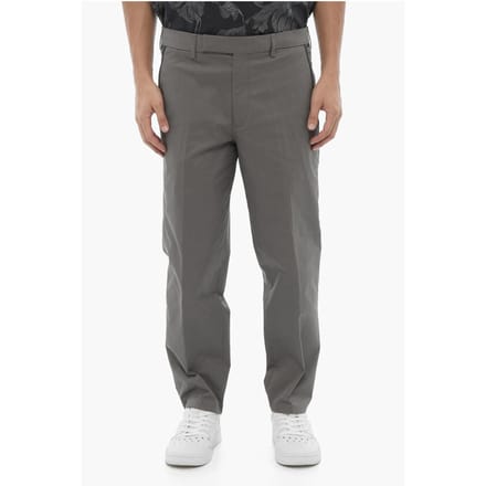 Regular Fit Slim Fit Broek met Riemlussen in Grijs