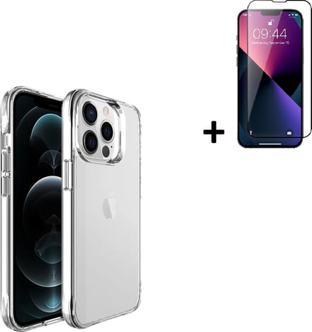 Geschikt voor iPhone 13 Pro Max Hoesje - iPhone 13 Pro Max Screenprotector - iPhone 13 Pro Max Hoesje Transparant Siliconen Case + Full Screenprotector