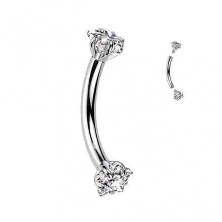 Piercing titanium curved ster 1.2x8x3 - zilver - LMPiercings