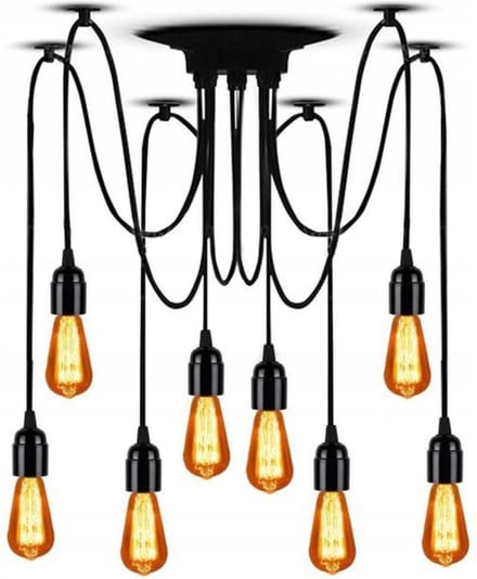 TooLight Retro plafondlamp - 8 lichtpunten - Industrieel design - Zwart - 20 x 150 cm