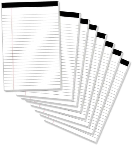 Set van 8 Gelinieerde Notitieblokken A5 Geperforeerd en Spiraalvrij