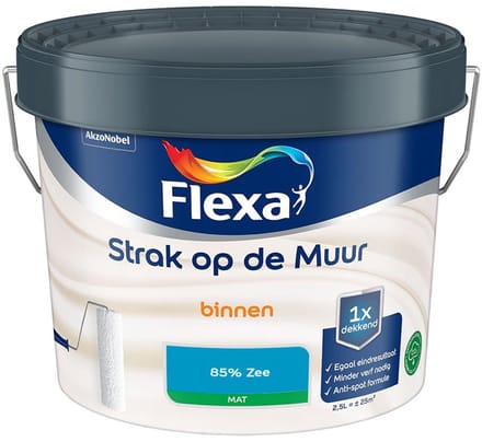 Flexa - Strak Op De Muur Binnen Mat - 85% Zee - Mengverf - 2,5 L