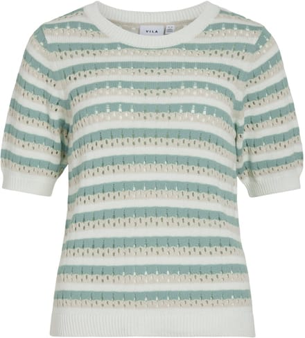 VILA - VIELINJA O-NECK 2/4 STRIPE KNIT TOP/R/1 - Dames - T-shirts