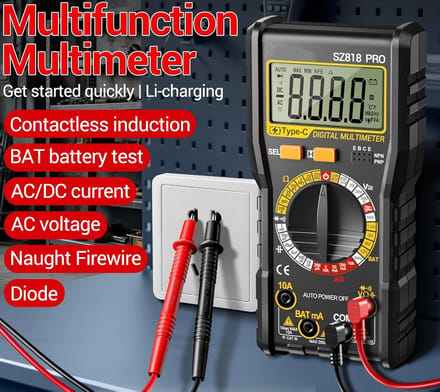Digitale Multimeter - Spanning Tester - Elektrische Klussen - Ingebouwde Batterij - AC/DC Capaciteit - Zwart