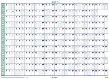 Brepols JAARPLANNER 2027 [1.853] - Jaar planner - Posterformaat - 82 x 59 cm
