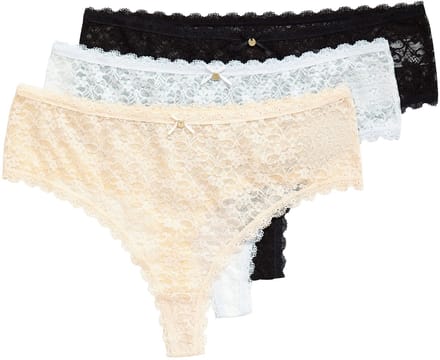 TruYou - Dames - TruYou strings set van 3 transparant kant - Zwart - Maat 62+