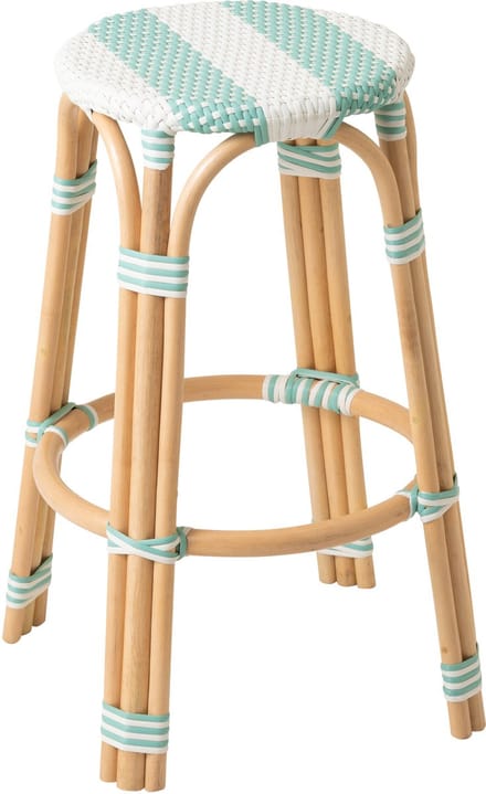 J-Line kruk gestreept - hout - lichtblauw/ wit - 2 stuks