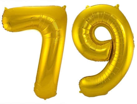 Folieballon 79 jaar - Goud - 86 cm