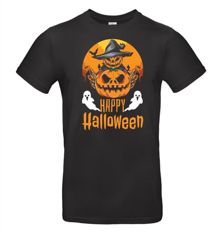 Zwart Halloween T-shirt met opdruk Happy Halloween 152