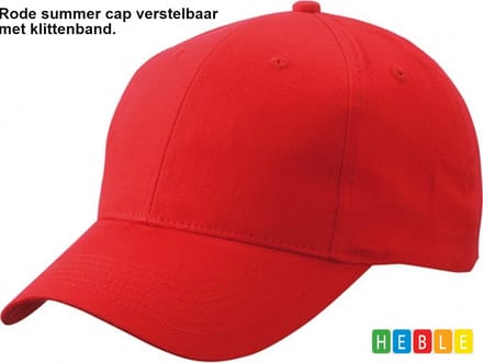 *** Baseball cap - 6 panelen Rood - Pet - Katoen - Baseballcap - Verstelbaar - Unisex - Petten Party - Cap - van Heble® ***