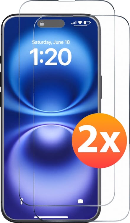 Screenprotector - 2 stuks - Geschikt voor iPhone 16 Tempered Glass - Extra Sterk – beschermglas