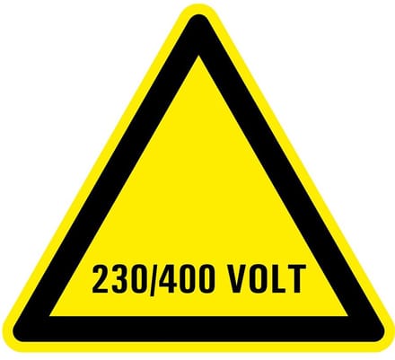 Sticker elektriciteit waarschuwing 230/400 volt 200 mm