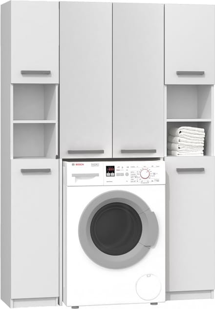 Wasmachine Ombouwkast-Opbouwkast Wasmachine Met 2 kolomkasten Wit