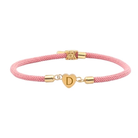 Initiaal Armband met Hartje roze