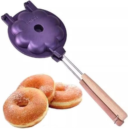 Donut Maker - Bakvorm Donuts - Open Vuur Bakken - Houten Handvatten - 36 x 14 cm