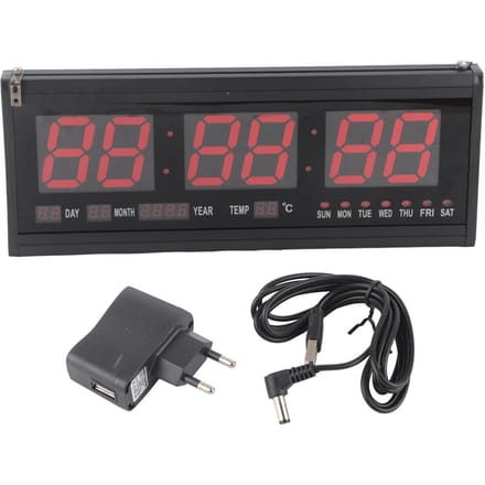 Horloge Murale Numérique LED Heure Calendrier Température Horloges de Bureau Table Fournitures pour la Maison black