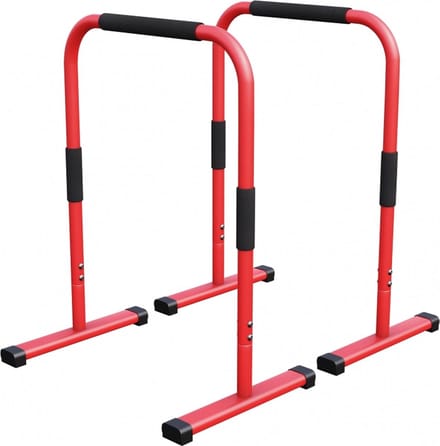 Gorilla Sports Dip Bars Deluxe Rood - Push up stand bar