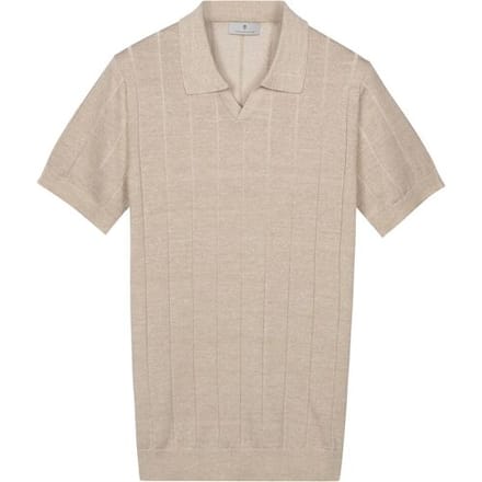 Thomas Maine Polo No Buttons Collar Full Needle Rib Placket Licht Beige / male