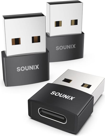 Sounix USB-A naar USB-C Adapter - Set van 3 stuks - Converter - Zwart