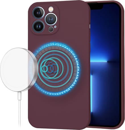 Techsuit Soft Flex Silicone Back Cover hoesje met MagSafe voor Apple iPhone 13 Pro Max - Plum Red