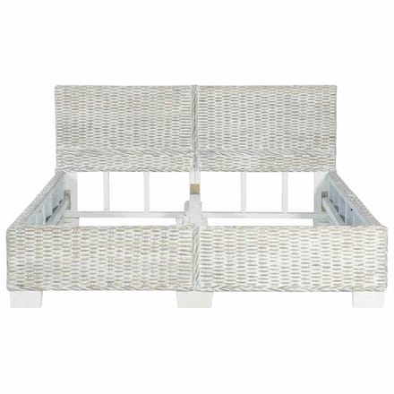 vidaXL - Bedframe - natuurlijk - rattan - grijs - 140x200 - cm