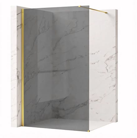 Rea Flexi Grey - Douchewand - Gouden - 80 Gehard Glas 8 mm (Grijs) - 120X80X195cm