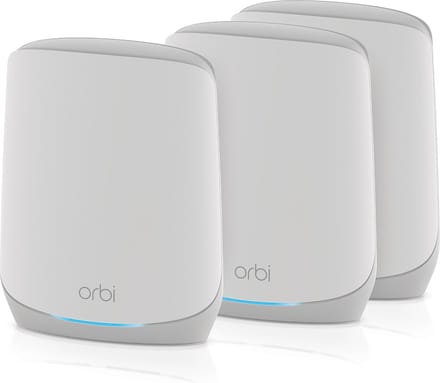 Netgear Orbi RBK763S Tri-band WiFi 6 Mesh System (3-Pack / Router + 2 Satellites) Homeplug / PowerLine
