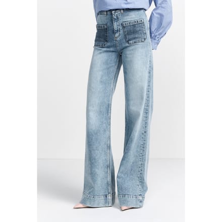 Rich & Royal Marlene Dark Blue Denim Organic Denim Blue Größe: W26L32 | Ausgestellte Hosen Outlet | Damen | Blau