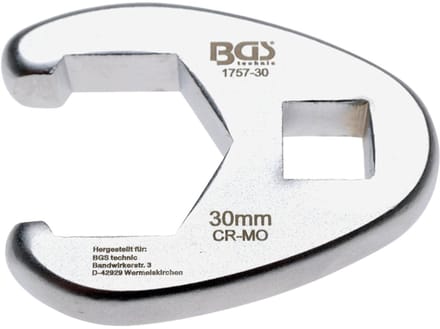 BGS Hanenpoot sleutel met binnenvierkant 12,5 mm (1/2") SW 30 mm - 1757-30