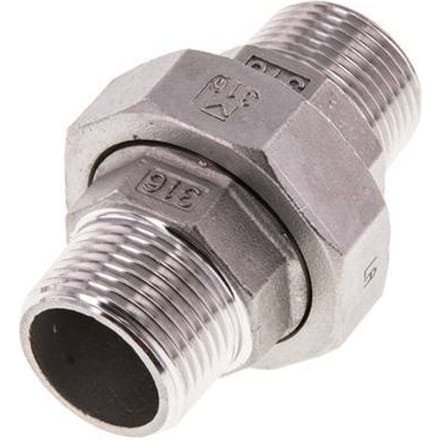 R 1'' RVS Borstnippel 3-delig met Conische afdichting 16 Bar - FL2S-M-SH-100R-C