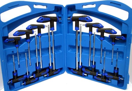 Torx- en inbusset met T-handvat 16-delig