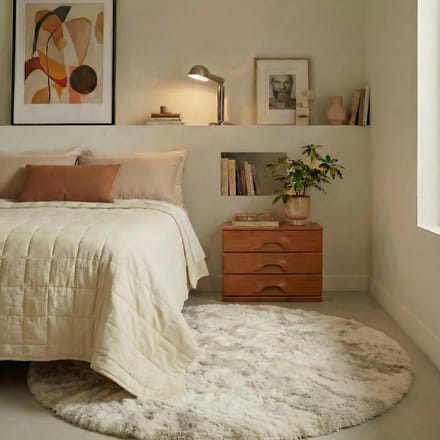 Rond Hoogpolig vloerkleed Extra Zacht Fluffy - Creme 120cm Mrcarpet