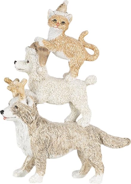 Clayre & Eef Beeld Dieren 12x4x17 cm Grijs Beige Kunststof Dieren