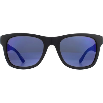 Lacoste rechthoek unisex mat zwart blauw gradiënt vouw zonnebril