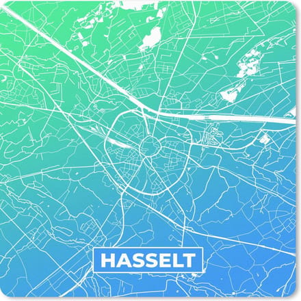 Muismat 20x20 cm - Mousepad Stadskaart - België - Hasselt - Blauw - Muismatten