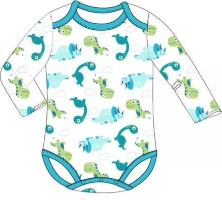 Baby rompertje met dino's, groen / blauw, maat 92