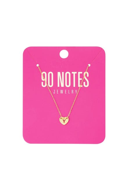 90 NOTES - Initial Heart Ketting - Letter Y - goudkleurig