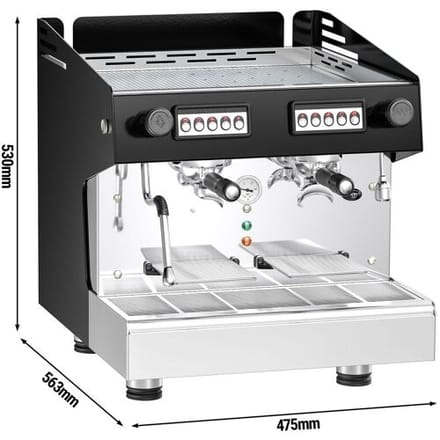 GGM Gastro Siebträgermaschine Compact - 2 Gruppig - inkl. Preinfusiuonssystem & 1 Dampflanze