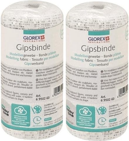 Keratex gipsverband - 2x - 2 meter x 10 cm - rollen - wit - huidvriendelijk