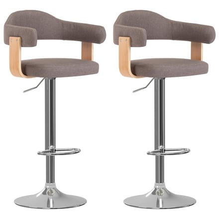 vidaXL - Barkrukken - 2 - st - gebogen - hout - en - stof - taupe