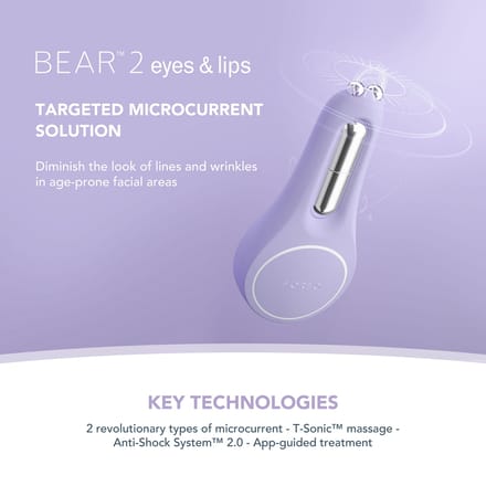 FOREO BEAR™ 2 Eyes & Lips microcurrent behandeling met 10 intensiteiten en 2 microcurrent patronen, Lavender