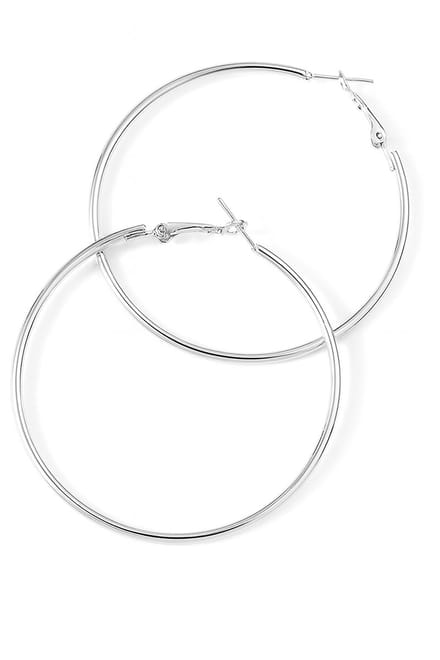 Zilverkleurige oorringen - staal - ronde buis - 67 mm - klapsluiting