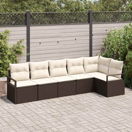 vidaXL Bankstel 6 st Bruin poly rattan