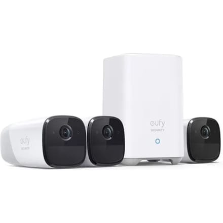 Eufy Cam 2 Pro 2K Draadloze Beveiligingsset - Inclusief Homebase en 3 Camera's - Wit