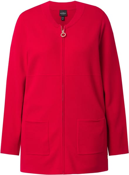 Ulla Popken - Dames - Vest wafelstructuur collegekraag lange mouwen - Salsa - Maat 58+